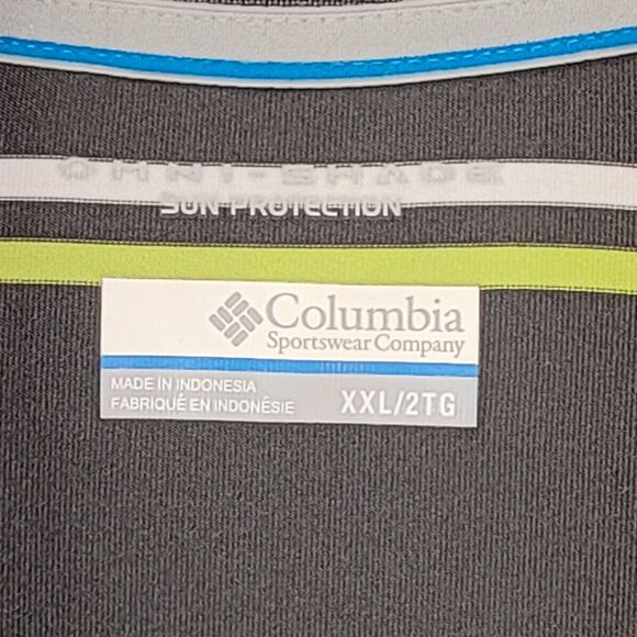 Columbia Men's Size 2XL Polo Omni-Shade Black w/Green White Stripes Short Sleeve - Picture 3 of 10